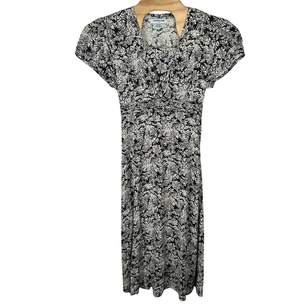 Pampelone Black Cream Floral Maxi Dress Womens XL Handmade Indonesia Boho Empire